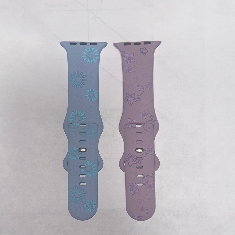 2 pack- Stylish Floral Smartwatch Bands for 42mm - Blue and Purple